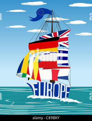 Conceptual European Union flag ship graphic Stock Photo