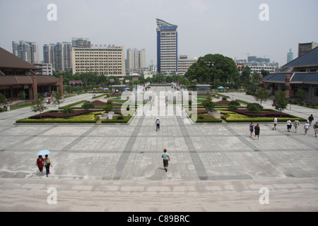 City view from the steps of the Wuhan Museum, China Stock Photo