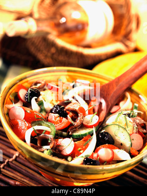 Anchovy, egg, olive, onion Niçoise salad Stock Photo