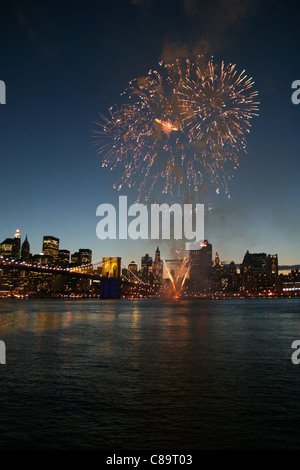 Fireworks over New York City skyline Stock Photo - Alamy