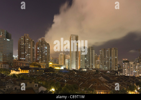 China, Shanghai, View of skyscrapers in city at night