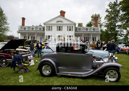 Car show at the annual 'Cruisin' Into Waterville' festival, Waterville, New York State. Stock Photo