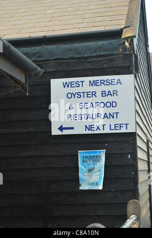 west mersea oyster bar sign Stock Photo