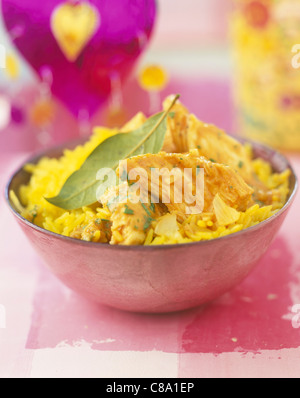 Chicken curry with pilaf rice Stock Photo