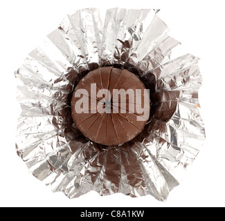 Terrys chocolate orange unwrapped on Foil and White Background Stock Photo