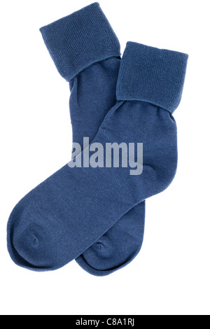 Pair of short blue turned down ladies socks Stock Photo