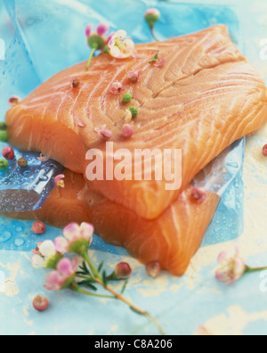 Raw salmon fillets Stock Photo