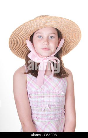 Girl in pretty bonnet Stock Photo