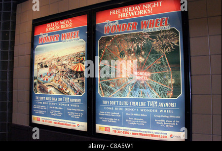 Posters in the subway for Coney Island Stock Photo