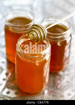 Pots of honey Stock Photo