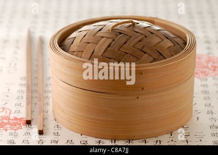 chinese bamboo basket for steam-cooking Stock Photo