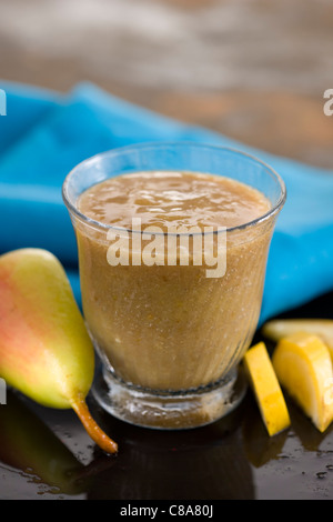 Pear,banana and apple milkshake Stock Photo