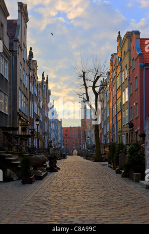 Mariacka Street at dawn in Gdansk, Poland. Stock Photo