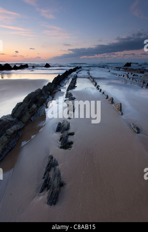 Beach of Barrika, Bizkaia, Basque Country, Spain Stock Photo