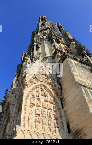 Notre-Dame de Reims (Our Lady of Reims) is the Roman Catholic cathedral of Reims, Champagne France Stock Photo