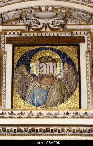The Angel of Giotto mosaic (early 1300 AD), church of San Pietro Ispano - Boville Ernica, Italy Stock Photo