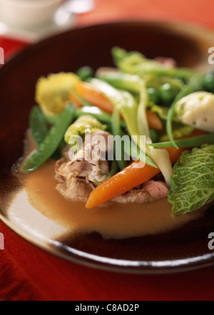 Pork Shabu-shabu with vegetables Stock Photo