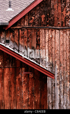 Close up of the texture of an a wooden shack in Rocky Mountain National Park, 10/11. Shot on Fuji 200 film. Stock Photo