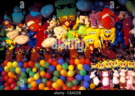 A wall full of prizes at a game at the Nebraska State Fair in Grand Island, Nebraska, 2011. Stock Photo