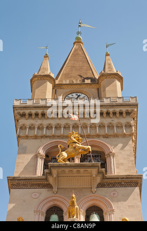 Clock tower, Messina Cathedral, Piazza Del Duomo, Messina, Sicily, Italy Stock Photo