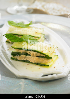 Smoked tofu and zucchini lasagnes Stock Photo
