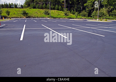 New Parking Lot - Fresh Pavement Stock Photo