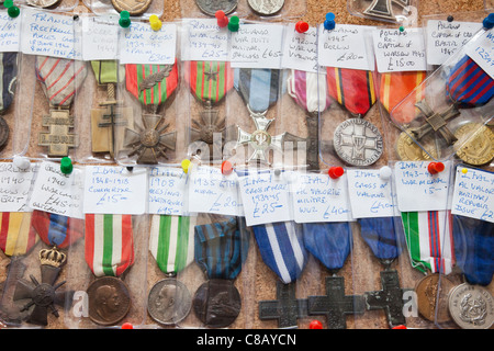 England, London, Collectors Shop Window Display of War Medals Stock Photo