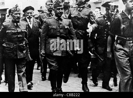 General Franco in Burgos with General Mola during the Spanish Civil War Stock Photo
