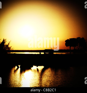 Sunset over the Chobe River, Botswana, Africa. Stock Photo