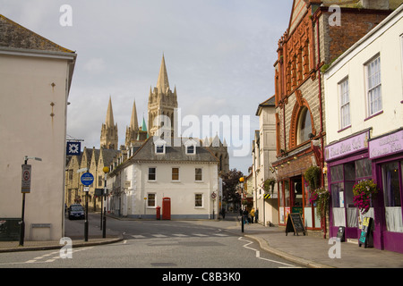 Truro Cornwall September View along Quay Street towards Cathedral in city centre on a lovely autumn September day Stock Photo