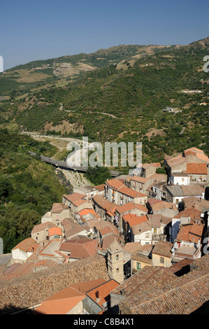 Italy, Basilicata, Valsinni, village and Sinni river valley Stock Photo