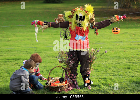 Scarecrow is displayed during a Halloween, Pumpkin festival Stock Photo