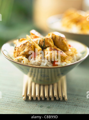 Thai chicken curry with rice Stock Photo