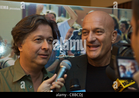 'BAR SPORT' - Massimo Martelli (The Director) and Claudio Bisio (italian Comical Actor) having an interview together Stock Photo