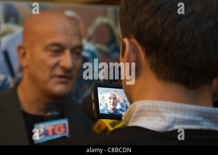 'BAR SPORT' - Claudio Bisio (Italian Comical Actor) having an intervew Stock Photo