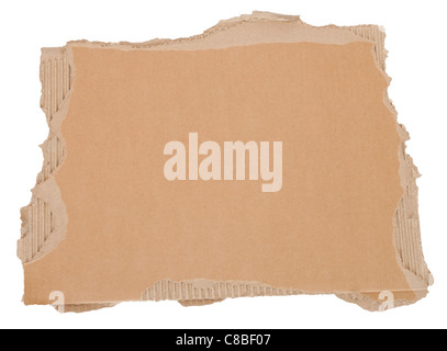 Torn Brown Cardboard Background Isolated on White Stock Photo