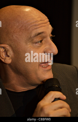 'BAR SPORT' - Claudio Bisio (Italian Comical Actor) rtalking to the press and journalist, doing a strange face Stock Photo