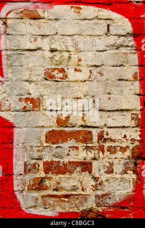 painted and cracked bricks wall background and texture Stock Photo