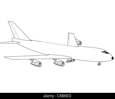 Boeing 747 Space Shuttle Carrier Aircraft 3 view aircraft line art ...