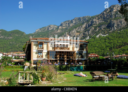 AKYAKA, TURKEY. The Ottoman Residence Hotel, a modern luxury hotel on the banks of the Azmak river. 2011. Stock Photo