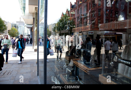 Manchester street and shop window Stock Photo