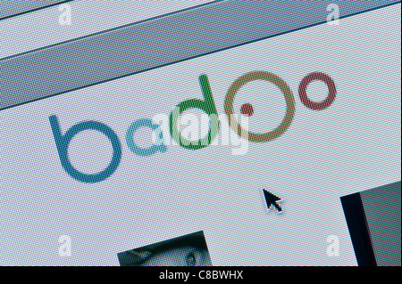 Close up of the Badoo logo as seen on its website. (Editorial use only: print, TV, e-book and editorial website). Stock Photo