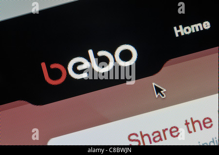 Close up of the Bebo logo as seen on its website. (Editorial use only: print, TV, e-book and editorial website). Stock Photo