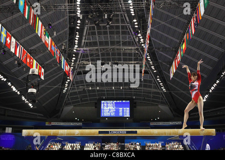 Rie Tanaka (JPN) performs during the FIG World Artistic Gymnastics Championships Tokyo 2011. Stock Photo