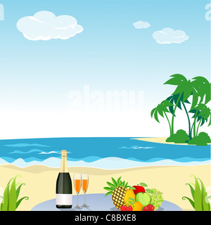 an illustration of a beach scene Stock Photo - Alamy