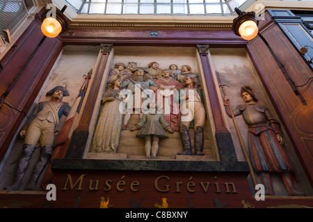 Carved wooden facade of Musee Grevin Paris France Stock Photo