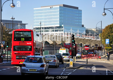 Stratford Bus Station from Great Eastern Road, Stratford, Newham Borough, London, Greater London, England, United Kingdom Stock Photo