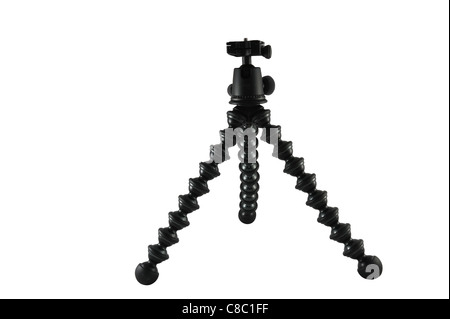 Flexible mini tripod isolated on white background Stock Photo