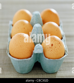 dozen eggs in box Stock Photo