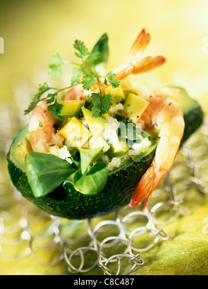 avocado surprise with prawns and crab Stock Photo
